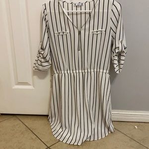 Black and white Striped Girls Dress